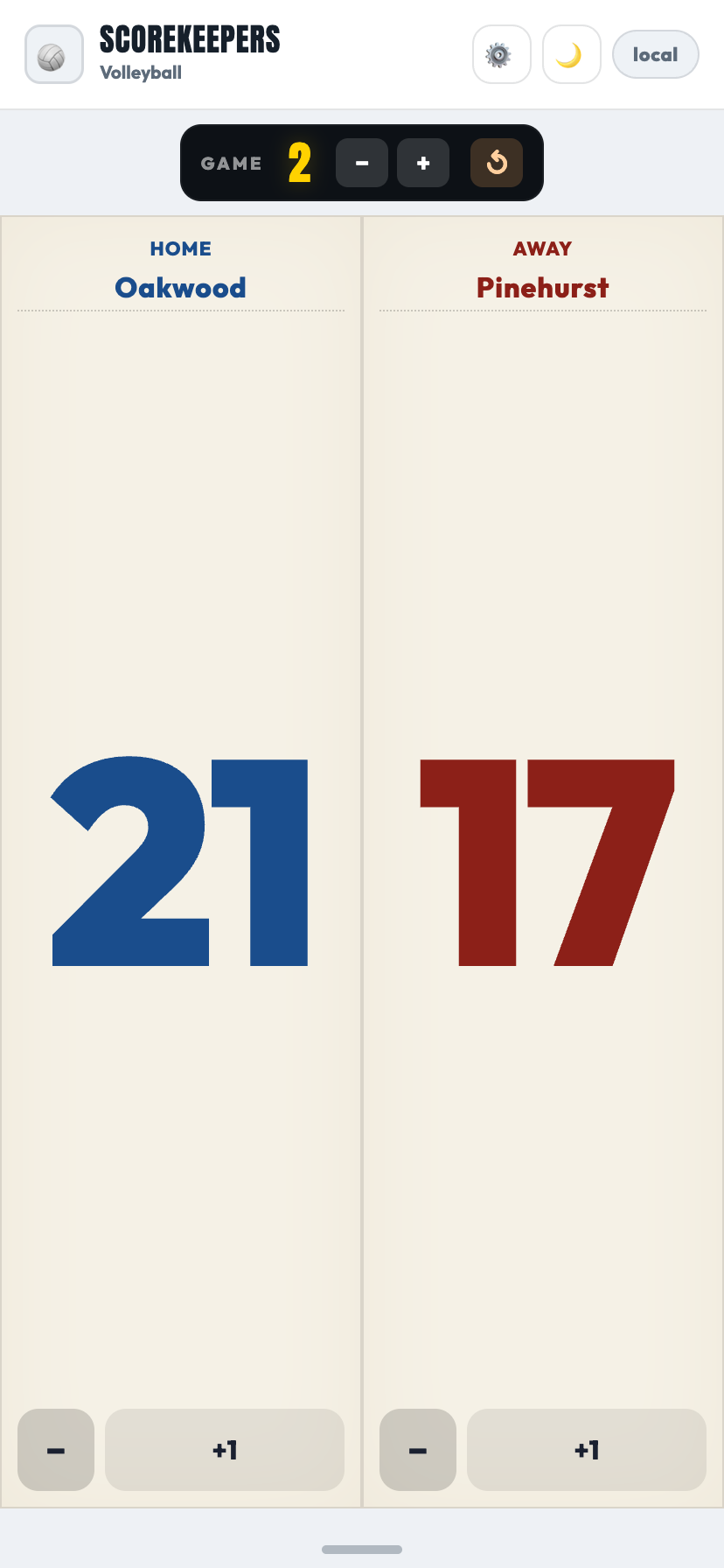Paper style — printed scoreboard
